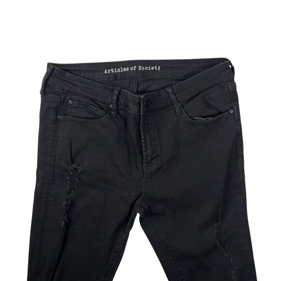 Articles Of Society Distressed Skinny Women Size 30 Black Zip Button Closure - Picture 3 of 7